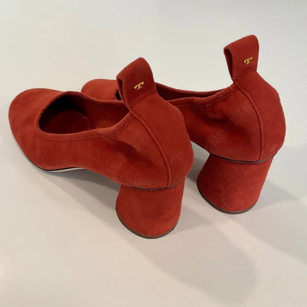 TORY BURCH Therese Suede Heel Pump Warm Terra Cotta Size 8.5